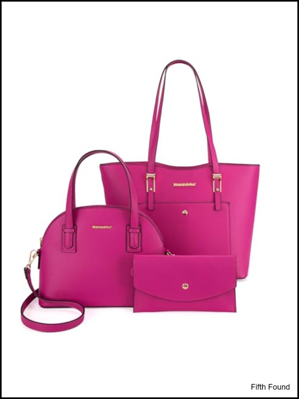 PU Leather 3Pc Tote Satchel Crossbody Wristlet Set